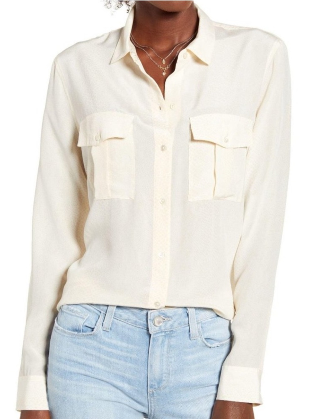 Rails Rhett Python Silk Button Front Shirt White Size Medium - Picture 1 of 7